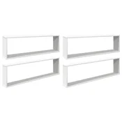 Vidaxl Stenske police kockaste 4 kosi bele 100x15x30 cm inženirski les