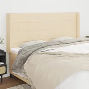 vidaXL Vzglavje z ušesi krem 203x16x118/128 cm blago