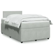 Vidaxl Box spring postelja z vzmetnico svetlo siva 120x190 cm žamet