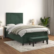 Den Box spring postelja z vzmetnico temno zelena 120x200 cm žamet