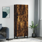Greatstore Visoka komoda dimljen hrast 69,5x34x180 cm inženirski les