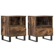 MAISON CHIC Dvo delni komplet Nočne omarice - Nočne mize dimljen hrast 40x35x50 cm inženirski les, (21687415)