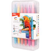 Flomasteri Deli Color Emotion - EC151-12, 12 boja, dvostruki