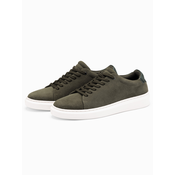 Ombre Mens classic soft suede sneaker shoes - dark olive