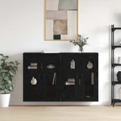 Ormarcici montirani na zid 2 pcs Crni hrast 69,5 x 34 x 90 cm
