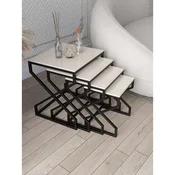 Hanah Home Ela set od 4 umetnuta stocica, crni ram, krem MDF ploce