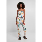 Womens viscose bandeau white, sand and fruit jumpsuit