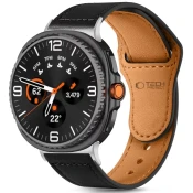 Pašček TECH-PROTECT LEATHERFIT SAMSUNG GALAXY WATCH 8 / CLASSIC (40 / 44 / 46 MM) BLACK (5906302331246)