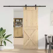 vidaXL Drsna vrata NARVIK Naravna in črna 80 x 210 cm (213,5 cm)