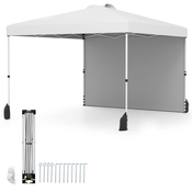 COSTWAY Vrtni paviljon Praznični šotor s stransko steno 3x3 m Bela, (5000157025)