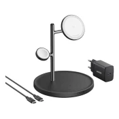 Anker MagGo 3v1 brezžična polnilna postaja, adapter, kabel, 15 W, črna (B25M3311)