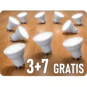 V-TAC GU10 LED ŽARNICA 10W, 1000lm, 3+7 gratis! Barva světla: Dnevna bela