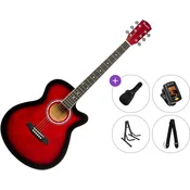 Pasadena PGC-10 Premium SET Red Burst Jumbo akusticna gitara