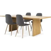 MUNKEBY L220 sto topao hrast + 4 JONSTRUP stolice asfalt