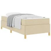 Vidaxl Konstrukcija postelje z vzmetnico krema 80 x 200 cm blago
