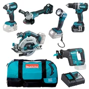 Makita DLX6092T Baterijski komplet LXT z vkljucno dvema 5,0 Ah baterijama, in za hitrim polnilcem torbo prenašanje
