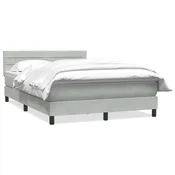 Vidaxl Box Spring postelja z vzmetnico svetlo siva 160x220 cm žametna