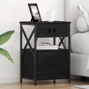 vidaXL Nočne omarice 2 pcs Črni hrast 40 x 31 x 60 cm Konstruiran les