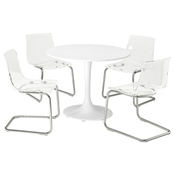 DOCKSTA / TOBIAS Sto i 4 stolice, bela bela/prozirno hromirano, 103 cmPrikaži specifikacije mera