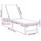 Vidaxl Ležalnik Rjava 202 x 53 x 89 cm Masiven les akacije