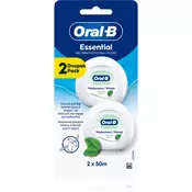 Oral-B Essential Floss Mint konac za zube s voskom s okusom metvice 2x50 m
