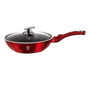 Berlingerhaus WOK ponev s pokrovom in marmorno površino, 28 cm, Burgundy Metallic Line