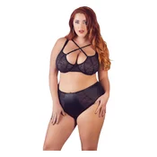 / Cottelli Plus Size - Modrček in spodnje perilo s križnimi naramnicami (črno) - 85E/L