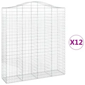Lucne gabionske košare 12kom 200x50x220/240cm pocincano željezo