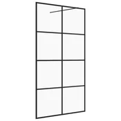 Vidaxl Pregrada za tuš s prozornim ESG steklom 100x195 cm črna