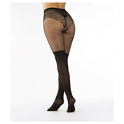 Crotchless Net Pantyhose with Design black