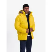 Ombre Mens puffer jacket with check lining - yellow