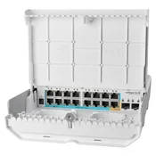 Mikrotik netPower 15FR, 15x FE PoE vhod, 1x FE PoE izhod, 2x SFP, L5, zunanji