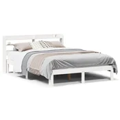 shumee vidaXL Posteljni okvir z vzglavjem brez vzmetnice bel 140x200 cm