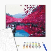 Slika poslikava po številkah sakura pri jezeru - 50x40