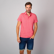 Moška polo majica v koralni barvi z gladkim vzorcem 14248