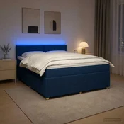 vidaXL Postelja boxspring z vzmetnico Modra 160 x 200 cm Blago