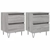 Vidaxl Nočna omarica 2 kosa siva sonoma 40x35x50 cm inženirski les
