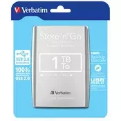2,5 HDD (tvrdi disk), 1 TB, USB 3.0, VERBATIM, srebrni 53071/53032