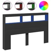 Vidaxl Omarica za vzglavje postelje LED črna 160x17x102 cm