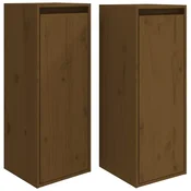 Vidaxl Stenska omarica 2 kosa medeno rjava 30x30x80 cm trdna borovina