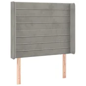 Vidaxl Vzglavje z ušesi svetlo sivo 93x16x118/128 cm žamet