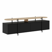 Črna TV omarica v hrastovem dekorju 160x48 cm Hinoa – Marckeric