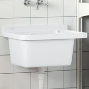 Vidaxl vidaXL Stenski umivalnik bel 50x35x24 cm smola