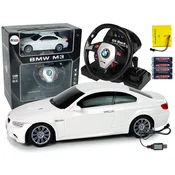 RC avto BMW M3 Bela, 1:18, krmilnik v obliki volana, zvok, luči