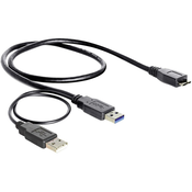 USB 3.0 Y kabel [2x USB 3.0 -1x USB 3.0 Micro B] 0,20 m črn