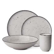 Porcelanski komplet 16 kosov – Gaya Atelier siv z motivom razpršenih barv - 453096