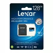 LEXAR 128GB LSDMI128BB633A High-Performance 633x microSDXC UHS-I, up to 100MB/s read 45MB/s write C10 A1 V30 U3