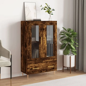 Greatstore Visoka omara dimljeni hrast 69,5x31x115 cm inženirski les