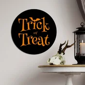 WallXpert okrugla zidna dekoracija od MDF-a HALMDF-002, natpis Trick or Treat, O 40 cm