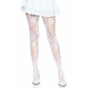 Leg Avenue Seamless Floral Lace Tights White